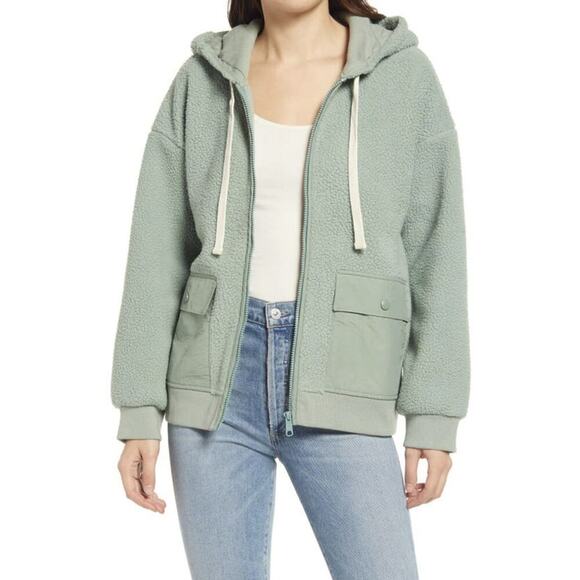 Madewell Jackets & Blazers - Madewell (Re)sourced Recycled Fleece Hooded Zip Jacket Frosted Willow Size L